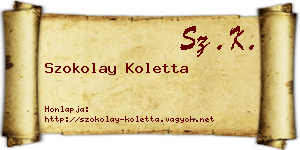 Szokolay Koletta névjegykártya